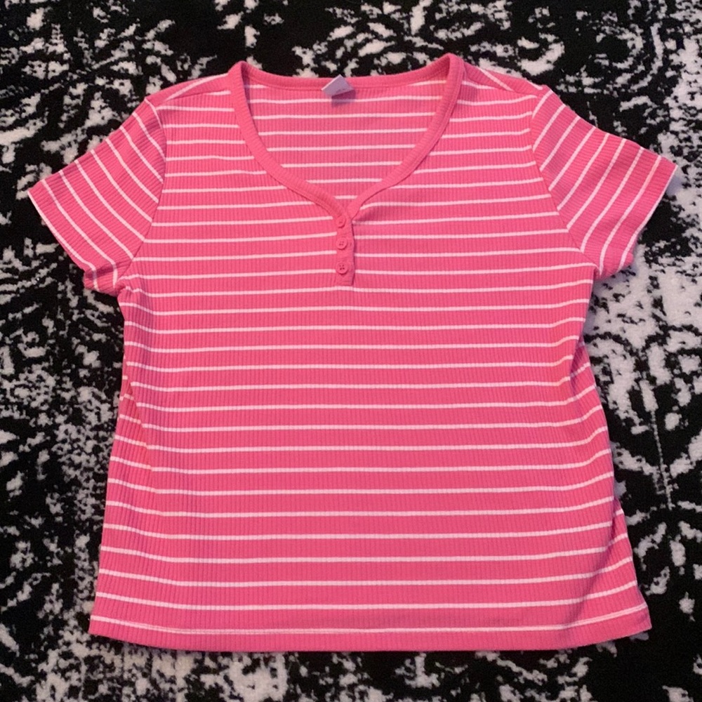 Pink and White Striped T-shirt Girls